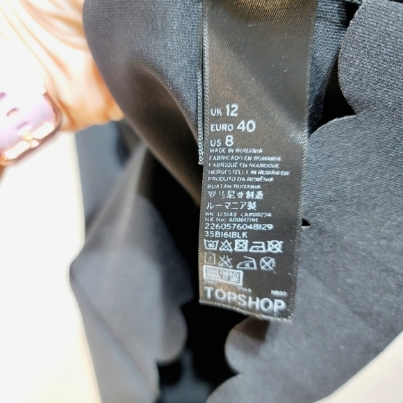 TOPSHOP BLACK SCALLOP TRIM V-NECK DRESS, SZ 8 SEXY & GORGEOUS! - Picture 6 of 8